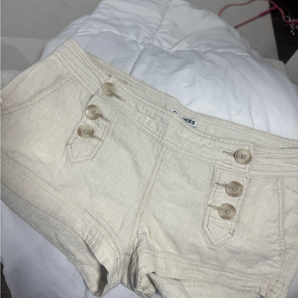 Express Cream High Waist Denim Shorts